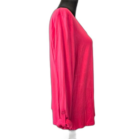 T by Talbots Women's Lightweight Scoop Neck Top Hot Pink Sz XL w/SPF Protection - Picture 3 of 6